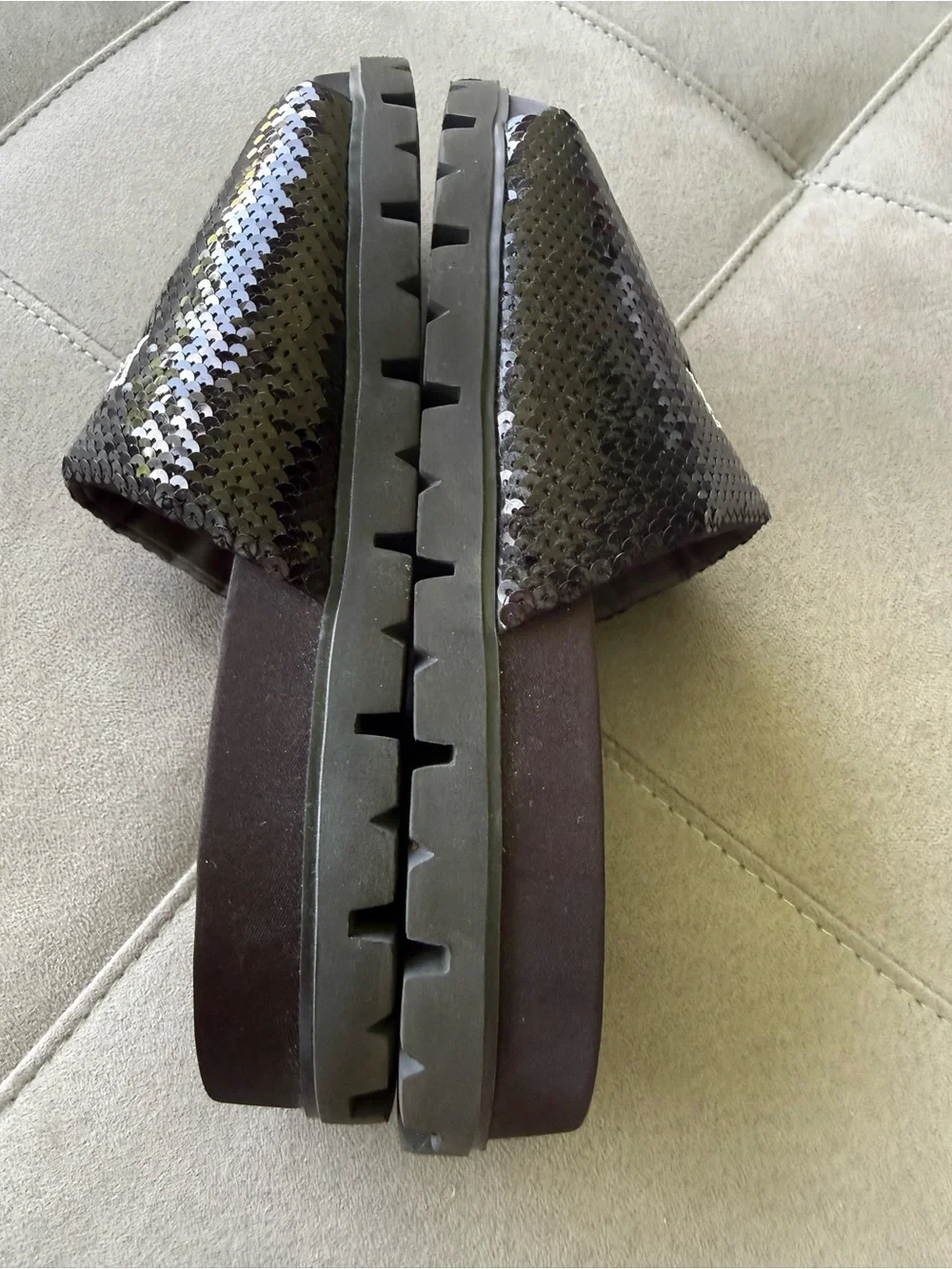 Prada Black Sequin Logo Slide Sandals